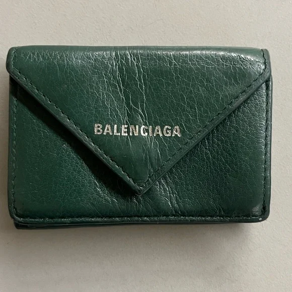 Balenciaga | Bags | Balenciaga Papier Mini Wallet In Green | Poshmark
